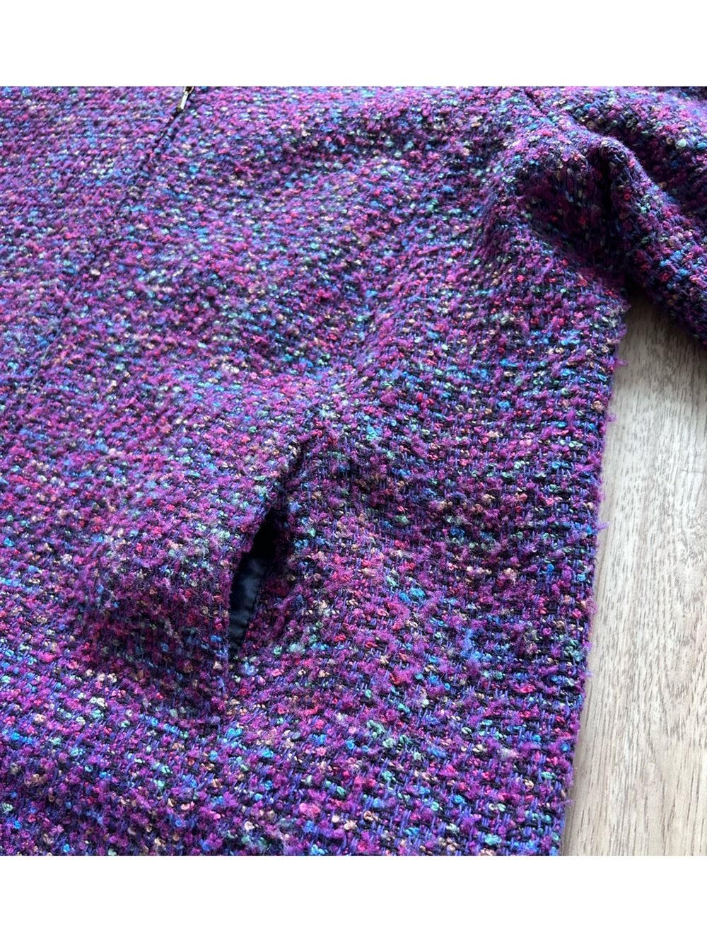 Wool blend Koret textured multi-color tweed jacket zip front closure Bouclé - Picture 6 of 9